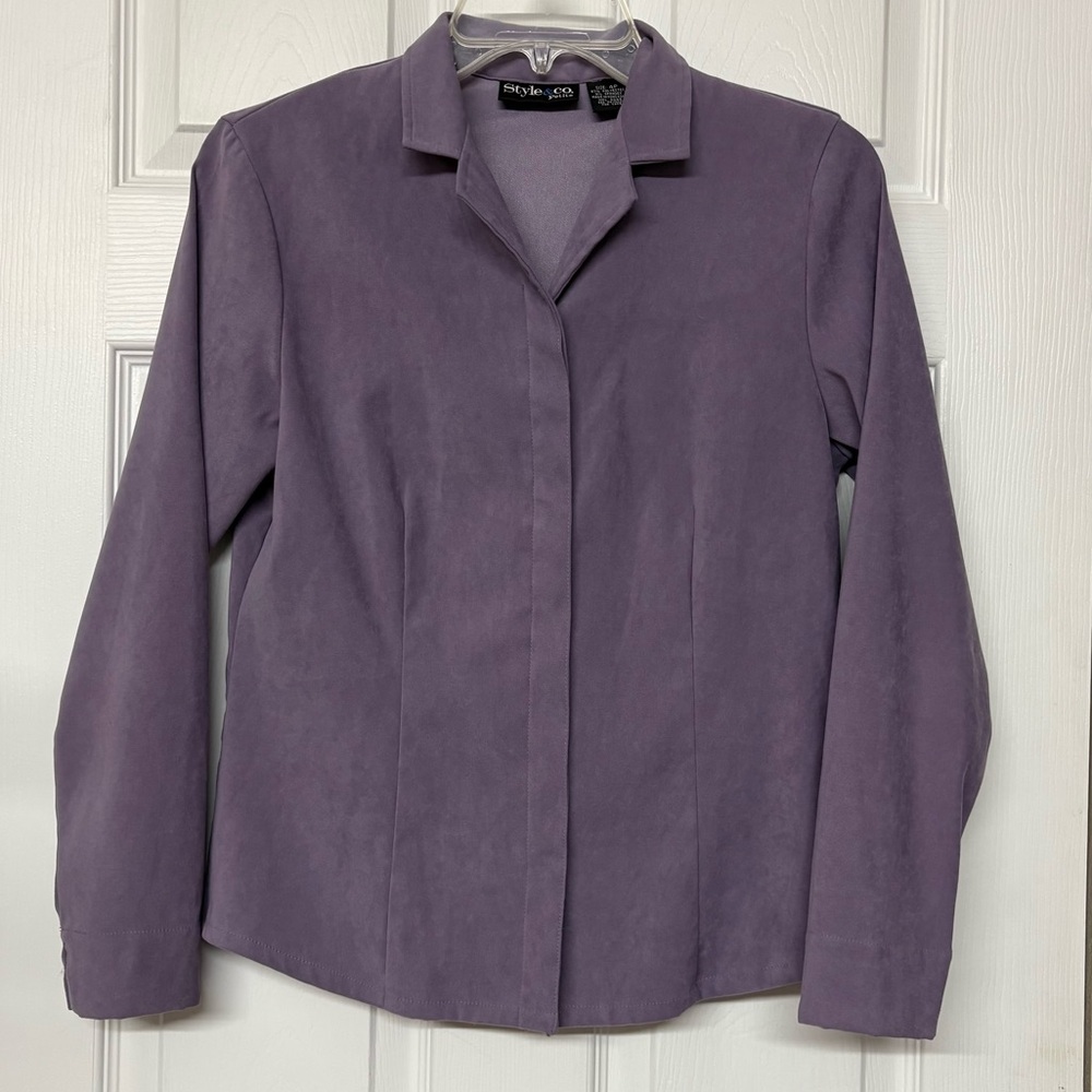 Style & Co Brushed Fabric Shacket Lilac Sz 4P